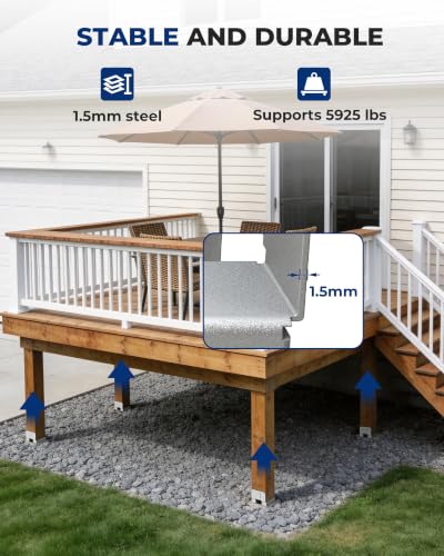 Image of 10 PCS 4x4 Galvanized Post Base Steel Inter 3.5x3.5 Wood to Concrete Adjustable Post Anchor with 1 inch Standoff for Deck Patio Gazebo Pergola