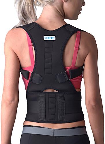 EXXOPORT Back Brace Posture Corrector I X-Large (38"- 40" Waist) Men and Woman I Reduce Upper and Lower Back Pain I Stabilize Spine I Adjustable Straps