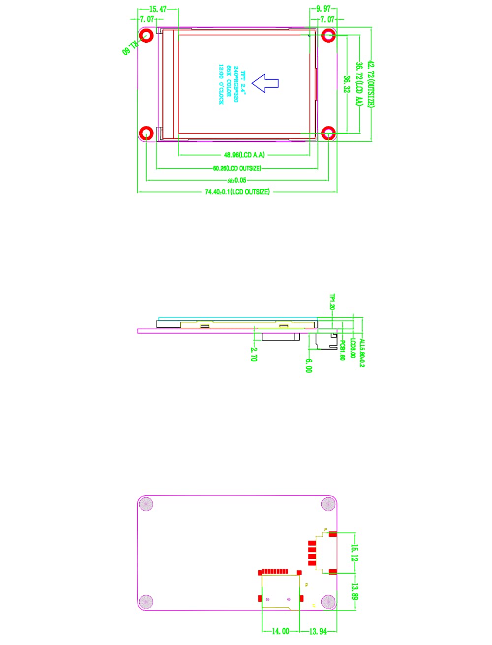 English Nextion Enhanced 2,4" 320×240 HMI USART UART TFT Módulo de Pantalla LCD de Panel de Pantalla táctil resistiva en Serie(NX4832K024)