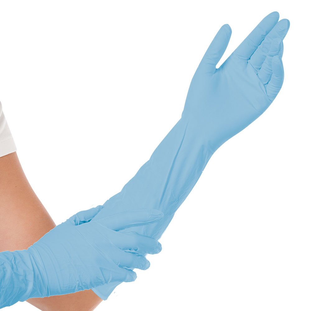HYGOSTAR Guantes de nitrilo 40 cm Extra Safe Superlong, talla S – VE 50 unidades.