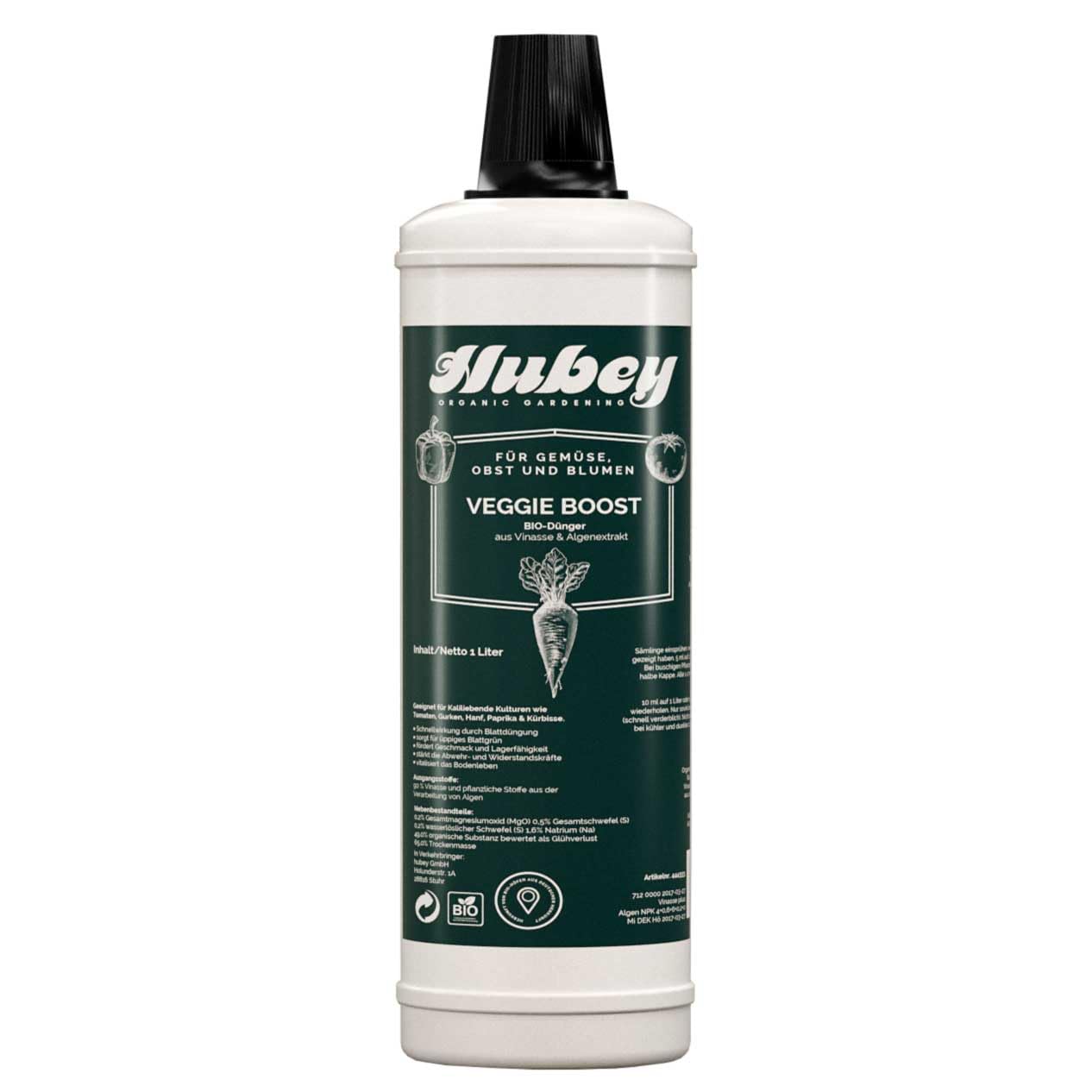 HUBEY GBS Starter Kit – Organischer Bio Dünger Set für 100L Erde – Grow & Bloom Düngerset mit Wurmhumus, Guano, Vinasse, Mykorrhiza & Bentonit – für Gemüse, Kräuter & Pflanzen