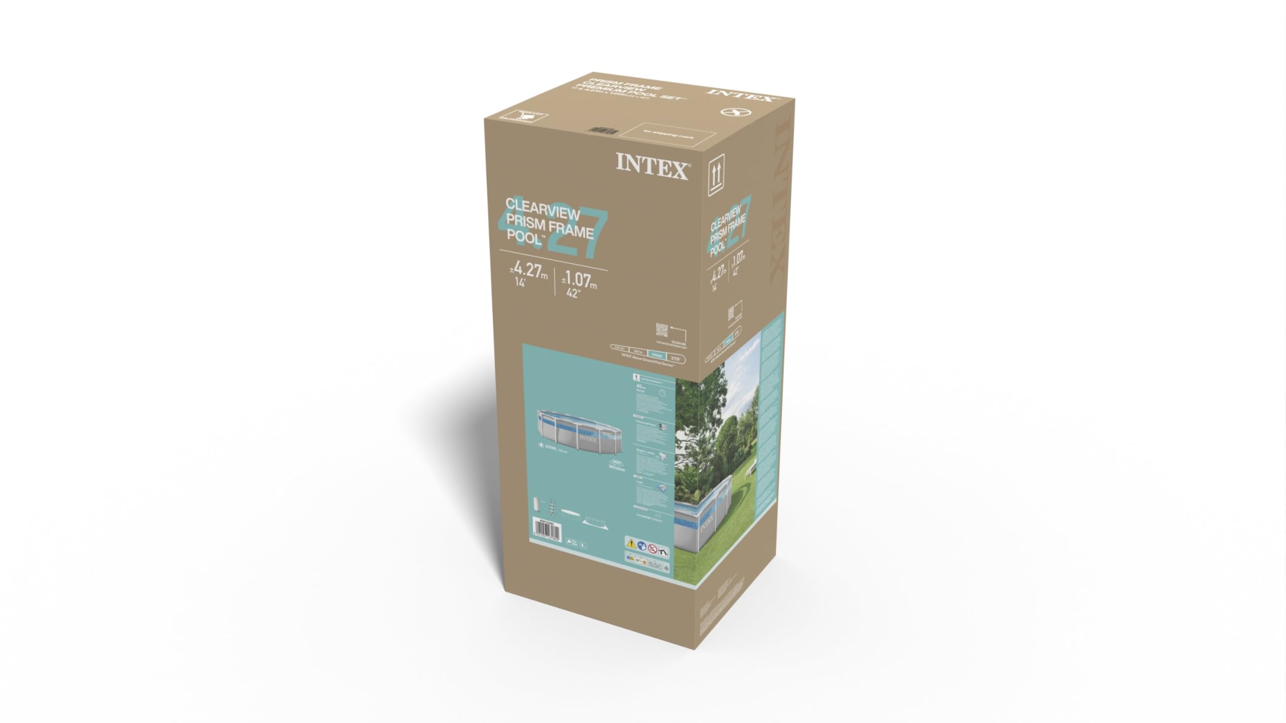 Intex 26722ND 4.27Mx1.07m Prism Frame Clearview Premium Pool Set (Includes Filter Pump, Safety Ladder, Ground Cloth, Pool Cover)