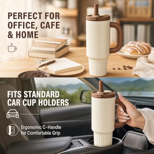 CYPHERTAN 34oz Insulated Tumbler with Handle, Stainless Steel Travel Mug - image 5