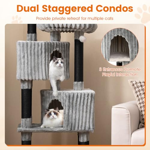 Árbol para Gatos Tangkula 62 pulgadas con Rascadores y Camas miniatura 6
