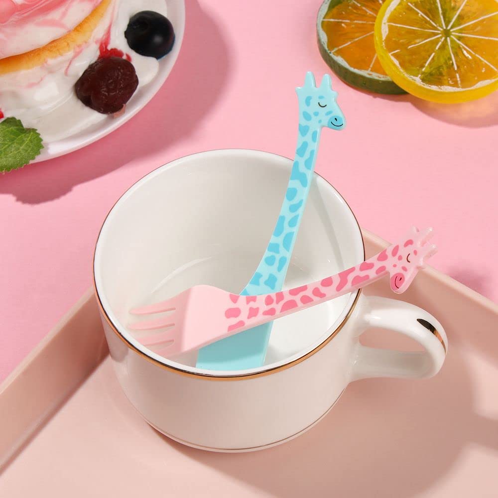12 Stück Obstgabeln Giraffen Design - Bunte Mini Gabeln Für Snacks & Party