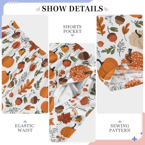 Pajama Pants Lounge Sleep PJ Bottoms Sleepwear Elastic Waist Drawstring S Hand Drawn Pumpkin4