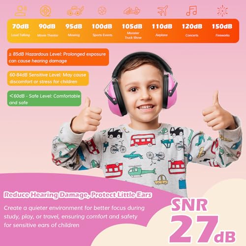 Image of ProCase Noise Cancelling Headphones for Kids Toddler, SNR 27dB Noise Reduction Ear Muffs, Hearing Protection for Monster Jam, Concerts, Fireworks, Shooting, Air Show, Autism Sensory Needs -Pink