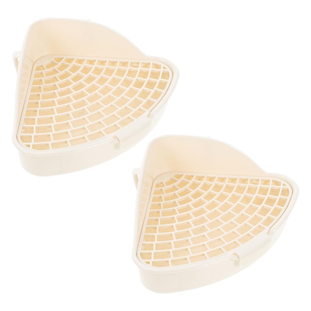 Arenero triangular para conejos LALADEFIEE contenedor higiénico de plástico blanco pack de 2