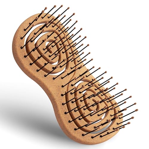 Ninabella® Mini Bio Haarbürste ohne Ziepen, Profi Entwirrungsbürste, Einzigartige Detangler-Bürste mit Spiralfeder Orange