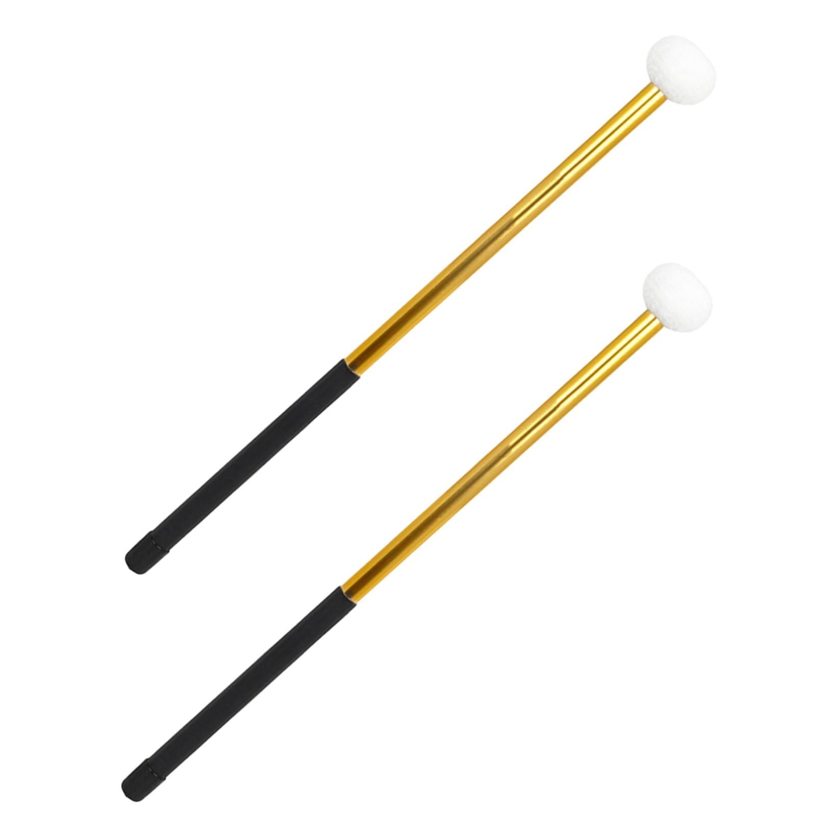 Baquetas de Aleación 1 Par, Doradas Cabeza de Fieltro | Marcha y Práctica, Pensadas para Principiantes y Niños, Relieve de Fatiga, Accesorios de Batería