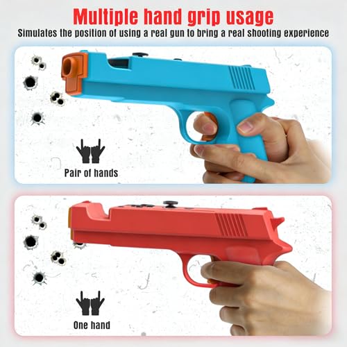 Gun for Switch/Switch OLED Controller[2 Pack],Game Gun Hand Grip Motion Controller Shooting Games,House of The Dead and Big Buck Hunter Arcade for Nintendo Switch Shooter Hunting Games(Blue+Red)