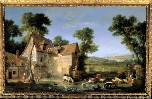 Tableaux imprimer toile vintage 60x90cm scène de ferme d'art