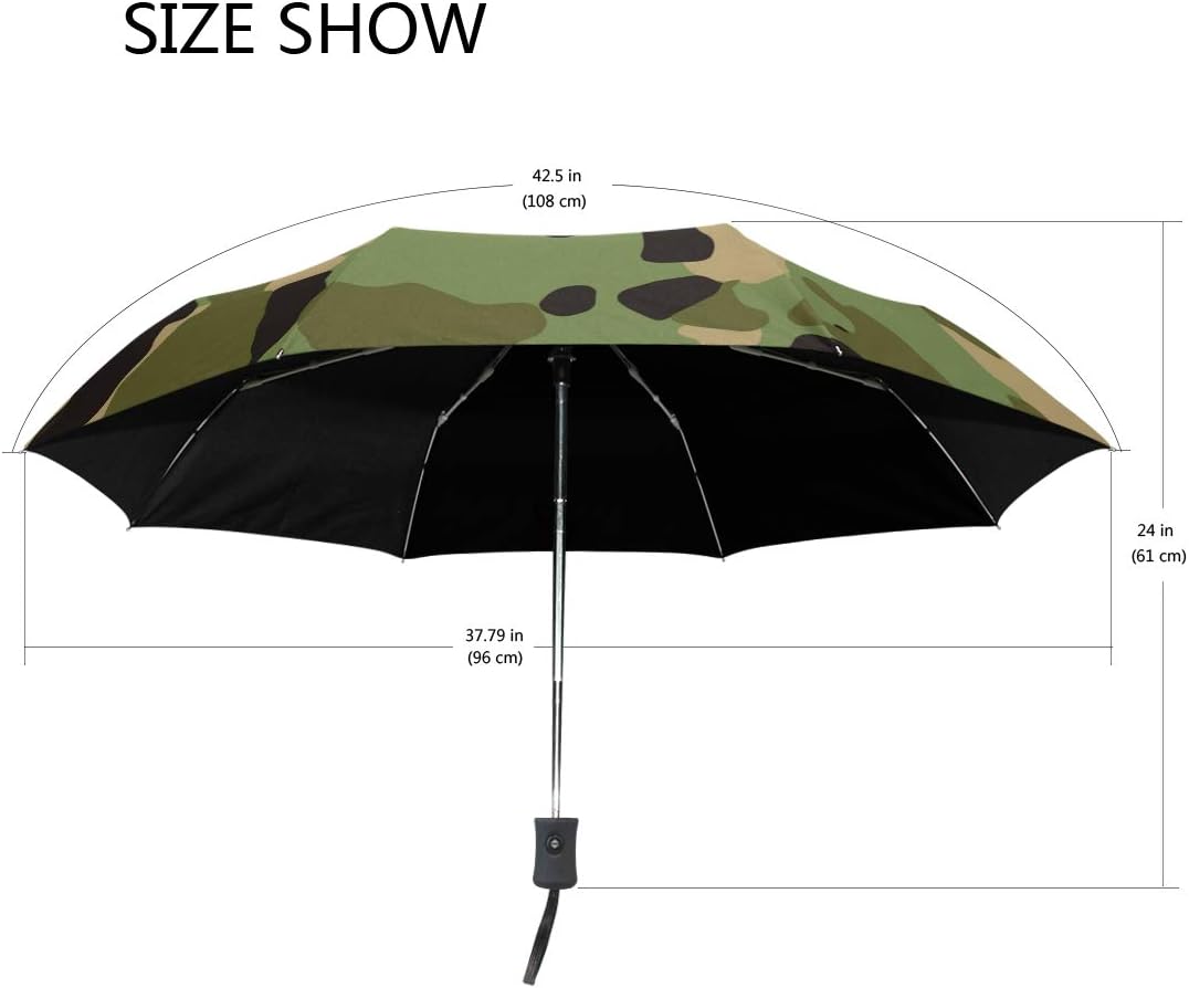 review ALAZA Green Camouflage Travel Umbrella Auto Open Windproof Waterproof Folding Umbrella Compact Canopy Easy Carrying Gift for Personal