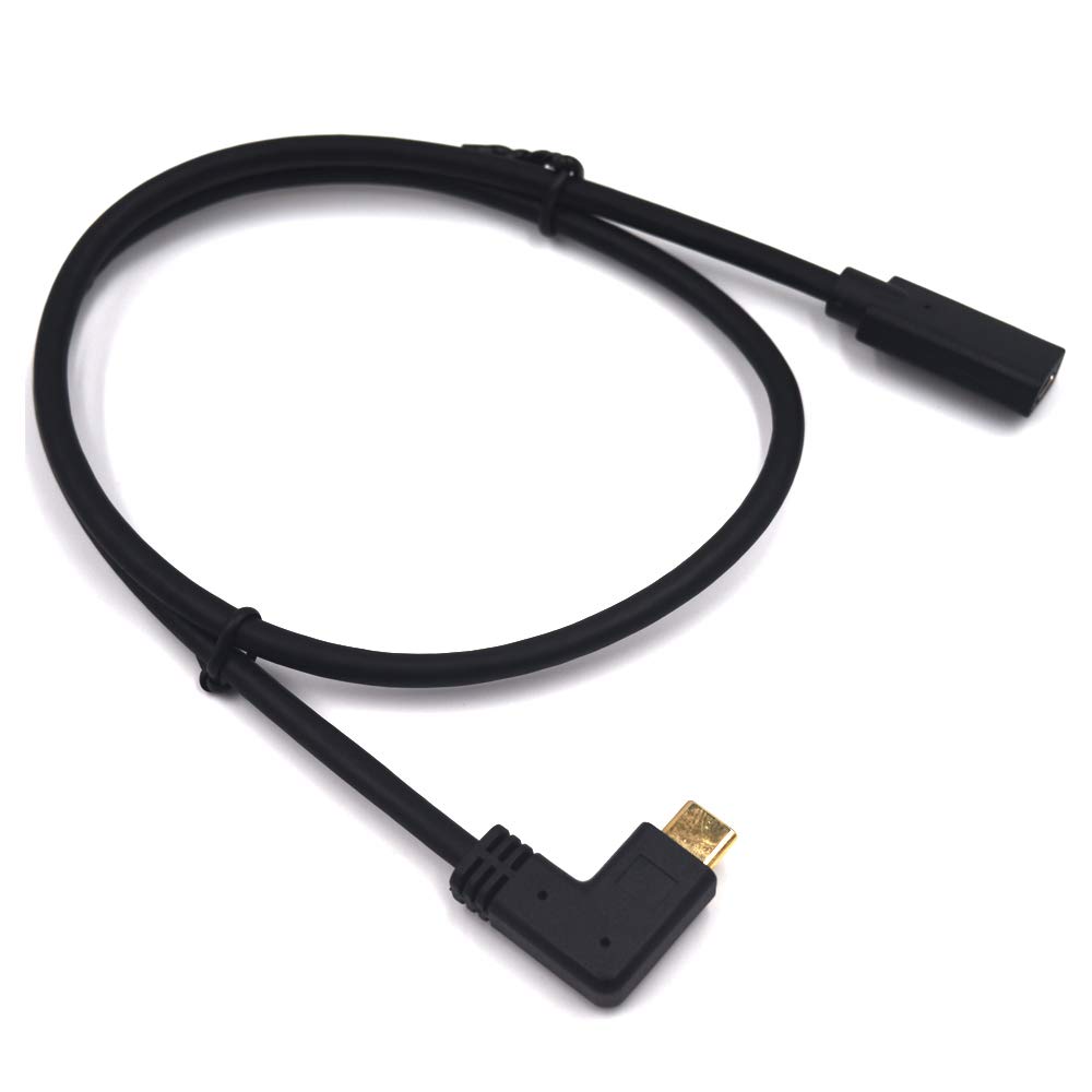 USB-C-Stecker auf USB-C-Verlängerungskabel, 90-Grad-Winkel, links und rechts, USB-Typ-C-Stecker auf Buchse, Lade- und Datenübertragungskabel, 3 A & 10 Gbit/s (links & rechts – 60 cm)