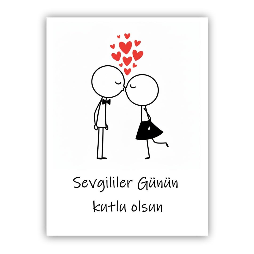 Multilingual Valentine’s Day Card – Cute Couple – Romantic Valentines Greeting Card for Husband, Wife, Boyfriend, Girlfriend (• Turkish: Sevgililer Günün kutlu olsun) — image 1