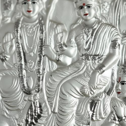 Image of ARTSMINE - Silver Ram Darbar Wall Frame - 999 Silver Art|Premium Finish|Auspicious Spiritual Decor|Ideal for Pooja & Gifting - 1 Unit