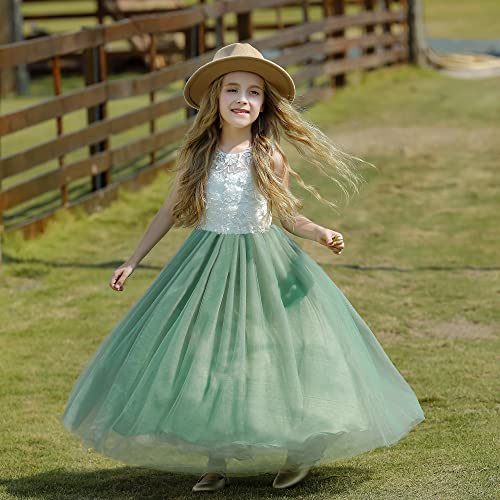 Lace Flower Girl Dress Bridesmaid Tulle Wedding Formal Pageant Communion Dresses Boho Birthday Party Ball Gown Size 4-134