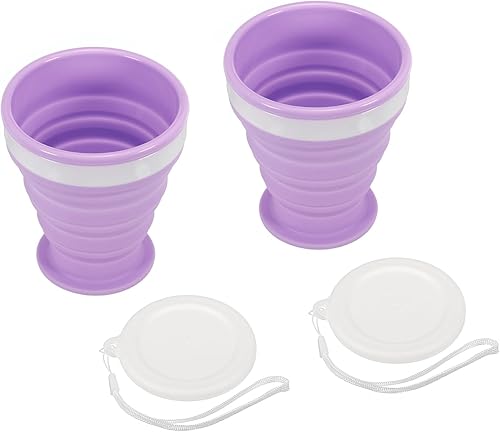 Miniatura 1 de PATIKIL Vaso plegable, paquete de 2 vasos plegables de viaje de 6.8 fl oz, taza portátil de silicona para beber para acampar, senderismo, al aire
