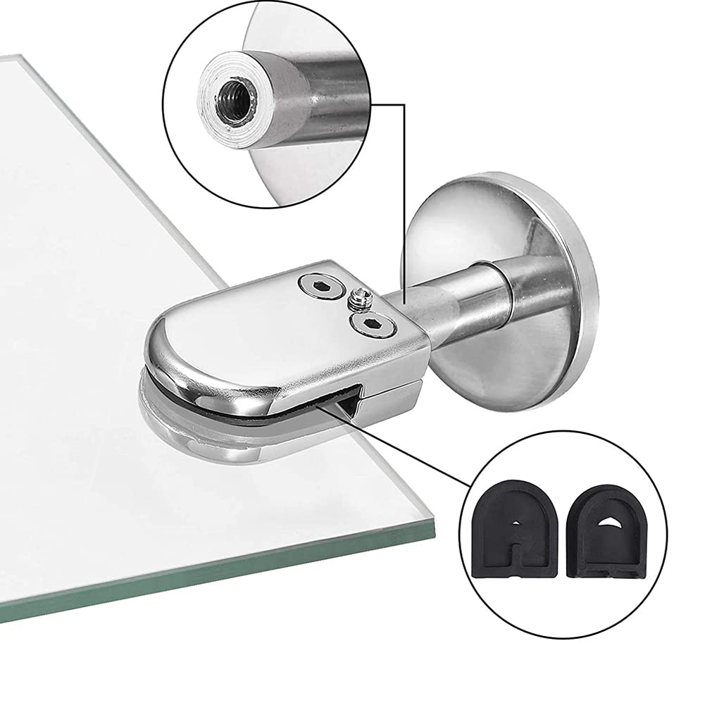Pince à verre en acier inoxydable, 2 pièces, supports de verre 8 mm, réglable, avec colonne de support inférieure, pour panneaux de verre sans cadre de 5-8 mm