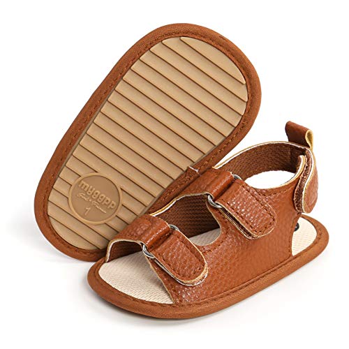 RVROVIC Baby Boys Girls Sandals Premium Infant Summer Outdoor Shoes PU Lightweight Soft Anti-Slip Sole Toddler Prewalker(0-6 Months Infant,6-Brown)