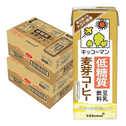 キッコーマン 低糖質 豆乳飲料 麦芽コーヒー 200ml 紙パック 18本×2ケース (36本)
