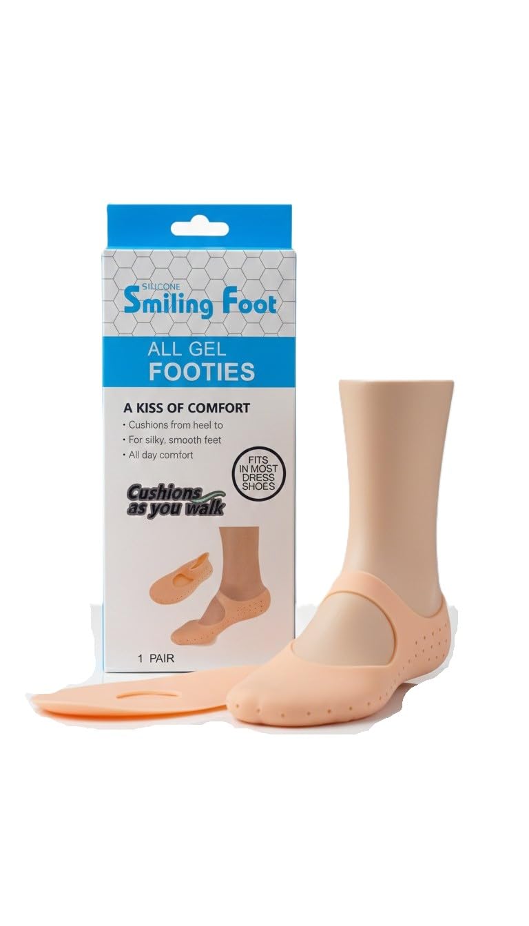Smiling Foot All Gel Footies - Silicone Moisturizing Socks for Heel Pain Relief and Cracked Heel Repair (1 Pair, Skin Color, Free Size)-image-21
