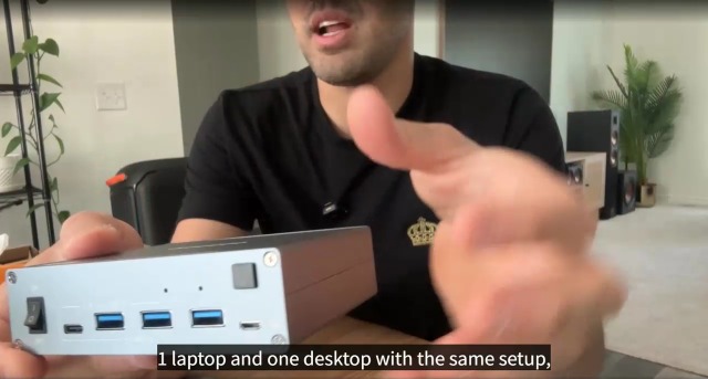 Image of USB C KVM Switch 4K@60Hz,Dual Monitor USB C HDMI KVM Switch for 1 PC and 1 Laptop Sharing 2 Monitor and 4 USB3.0 Devices, PD Power for Laptop with Wired Remote Control and USB Cables Included