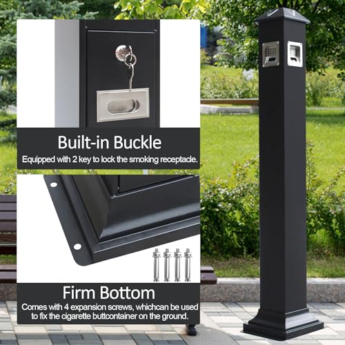 Caneca de basura rectangular negra para exterior 1.5L miniatura 4