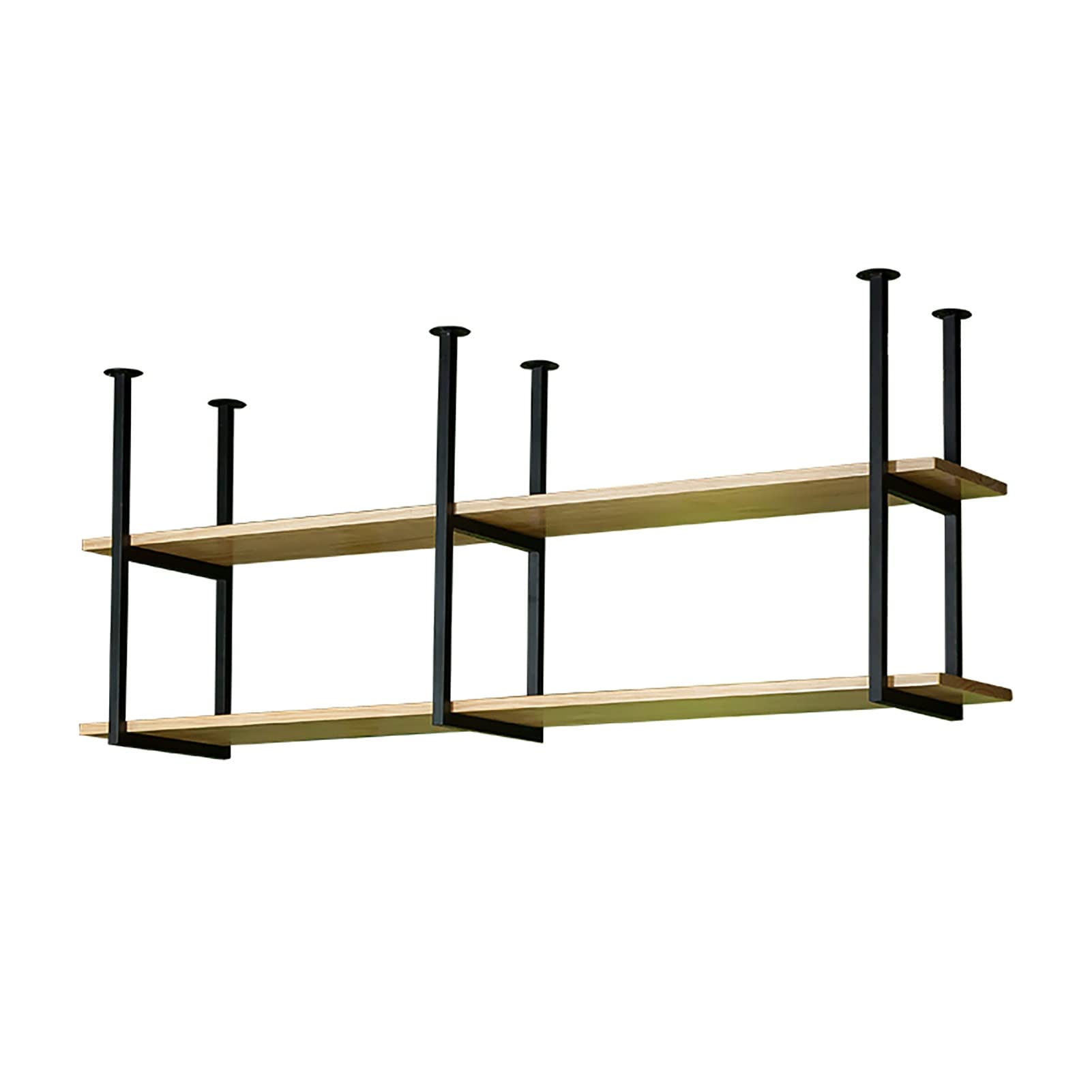 Estantes flotantes de 2 capas con soportes de estante de techo, estante decorativo montado en la pared para bar restaurante, estante colgante fácil de instalar para organización y almacenamiento del