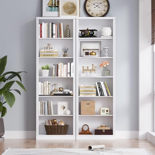 Image of BORNOON 74 inch Tall Bookshelf, 6-Tier Floor Standing Bookcase with 2 Adjustable Shelves, 24 inch Wide Open Storage Shelf, Modern Display Organizer for Home Office, Living Room, Bedroom, Study