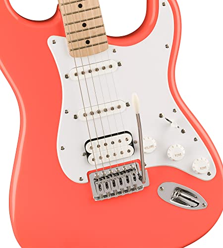 Image of Fender Squier Sonic Stratocaster HSS - Tahitian Coral Bundle with Tuner, Strap, Picks, and Austin Bazaar Guitar DVD