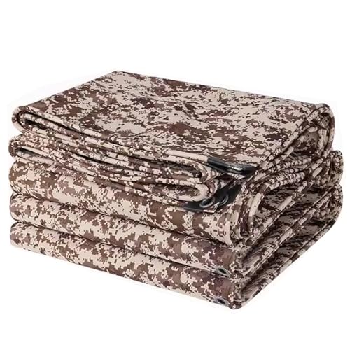 Lona de lona de camuflaje marrón de 3 x 5 m, lona de algodón resistente, cubierta de suelo para muebles de jardín, cobertizos