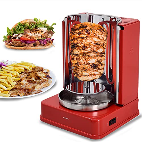 Syntrox Germany Vertikal-Multigrill Dönergrill Gyrosgrill Schaschlikgrill Rotisserie Hähnchengrill ROT-A-1400W-RED-Badajoz