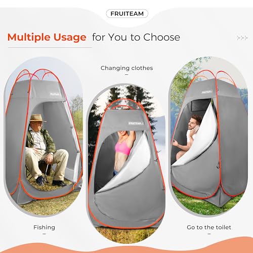 FRUITEAM Privacy Shower Tent for Hiking Beach Picnic Fishing, Shower Tent for Camping, Extra Privacy Tent, Spacious Privacy Shelters Camp with Portable Carrying Bag - Gray image 8