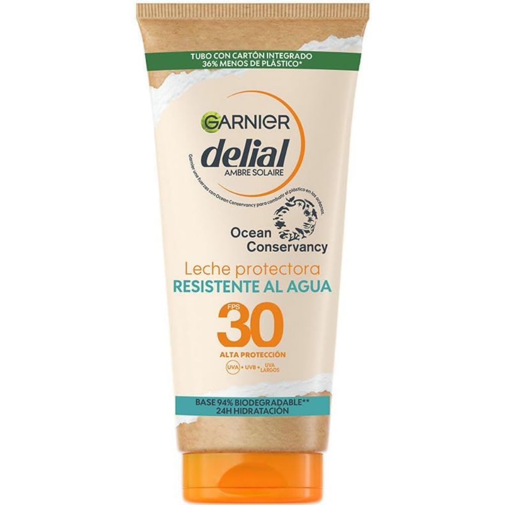 GARNIER DELIAL Leche Solar Alta Protección FPS30 Ecodiseñada, Respetuosa Con La Vida Marina, Fórmula 94% Biodegradable 200 ml