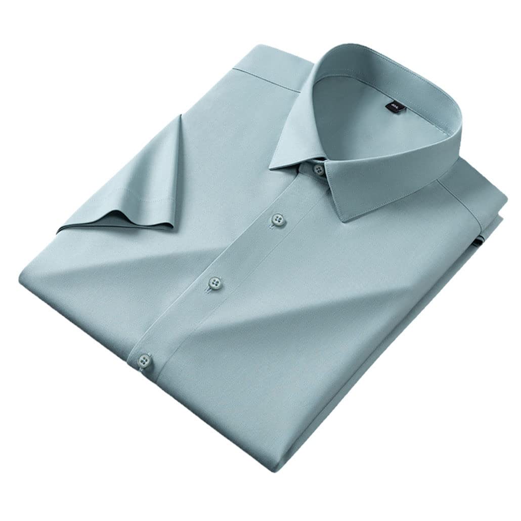 Camicie da uomo in seta elasticizzata Camicie a maniche corte da lavoro per camicie estive Top da uomo senza tasca frontale, F3021, M