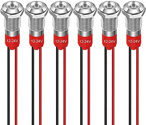 Guuzi 6pcs 220V-230V 8mm LED Panel Pilot Dash Warning Light Indicator Lamp Pilot Dash Bulbs Directional (Red/Blue/White)
