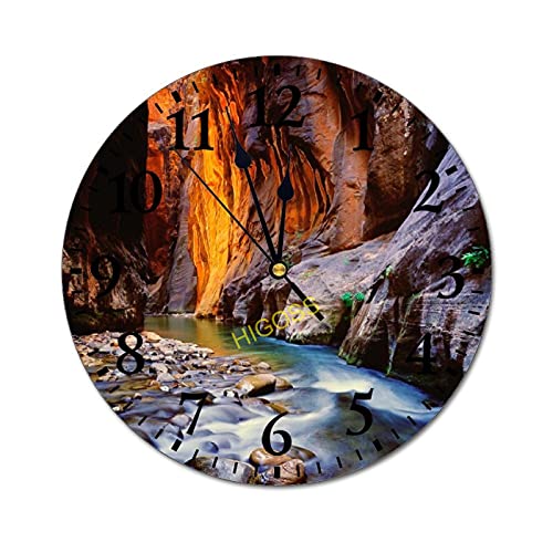 HIGOSS Zion National Park-25 Orologio da parete silenzioso senza ticchettio rotondo decorazione per la casa orologio da parete rotondo facile da leggere per casa, ufficio, scuola, orologio da 25 cm