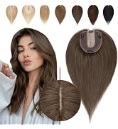 TESSHAIR Hair Toppers for Women with Thinning Hair 12 Inch Human Hair Topper for Women No Bangs 1...