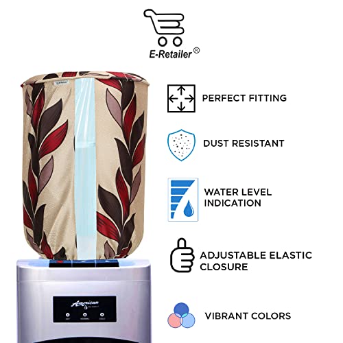 Image of Polyester Water Dispenser Bottle Cover With Adjustable Elastic Closure And Water Level Indication For 20 Ltr. (Color- Maroon Ethnic, Size-17x11 Inches)