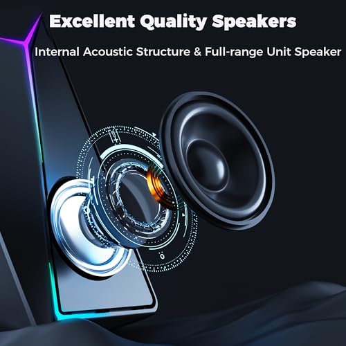 Image of ROSON Computer Speakers, Gaming PC Speakers with Enhanced Bass and Volume Control, Stereo 2.0 USB Powered 3.5mm Aux Multimedia Speakers for Laptop /Desktop /Tablets /Phone