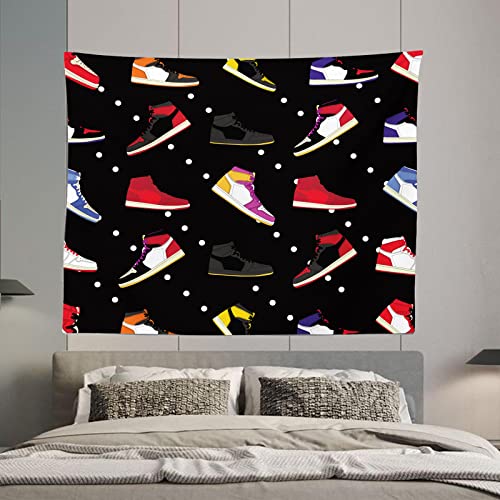 Etskom Retro Basketball Shoes Blacklight Tapestry Uv Reactive Black Light Sneaker Design Tapestry Sneaker Ball Decorations For A Party 60 * 50 #TOP4