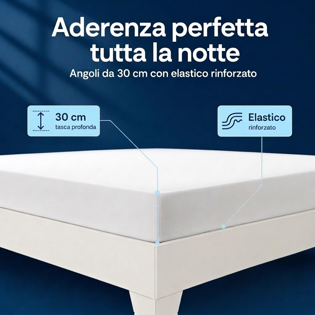 Caleffi Spannbettlaken für Doppelbett 180 x 200 cm, weiche Mikrofaser – Spannbettlaken für Doppelbett, Spannbettlaken | Spannbettlaken, 28 cm Rand, weich und atmungsaktiv, für Doppelbetten