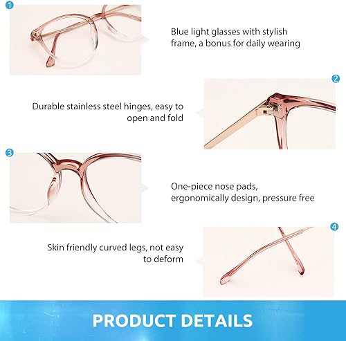 Miniatura 5 de Firmoo Oversize Blue Light Blocking Glasses for WomenMen, Anti Glare Anti Eyestrain, Chic Round Computer Glasses Unisex