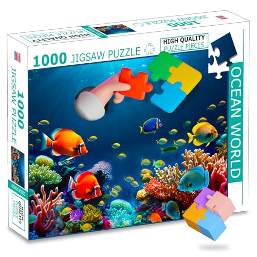 Image of Ocean World Jigsaw Puzzle - 1000 Piece Puzzle | Underwater & Marine Life Brain Game | Educational Gift for Puzzle Lovers and Sea Enthusiasts