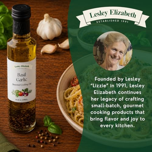Aceite condimentado Lesley Elizabeth albahaca y ajo 8.5 fl oz miniatura 2