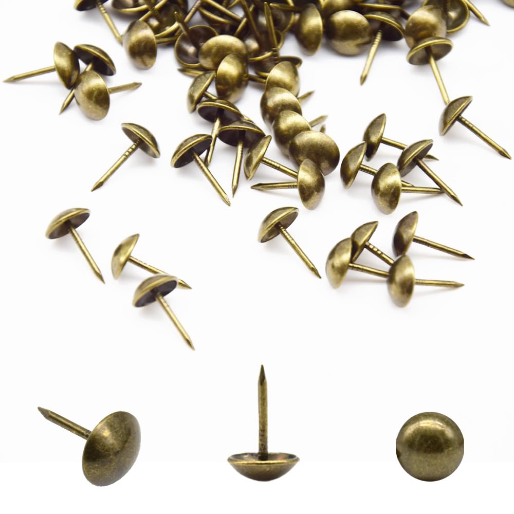 200 Chiodi Tappezzeria In Bronzo Antico - Puntine Decorative Per Mobili E Pareti 11x17 Mm - Foto 7