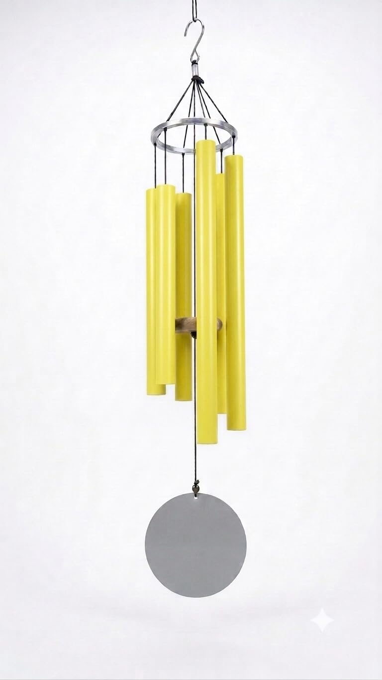 Nature’S Melody Wind Chimes Outdoors Deep Tone | Wind Chimes in Memory of Loved One | 30 inches Metal Leman Yellow-picture-10