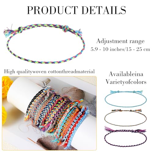 30Pcs Woven Wrap Friendship Bracelets Handmade Adjustable Colorful Tassels Cotton Rope Bracelets Jewelry Suitable Women Men Teenagers Mixed Colors2