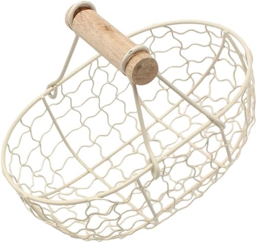 DOITOOL Soporte para huevos con asa, cestas de alambre de metal para huevos frescos, cesta de alambre de estilo vintage, cesta de frutas, cesta de